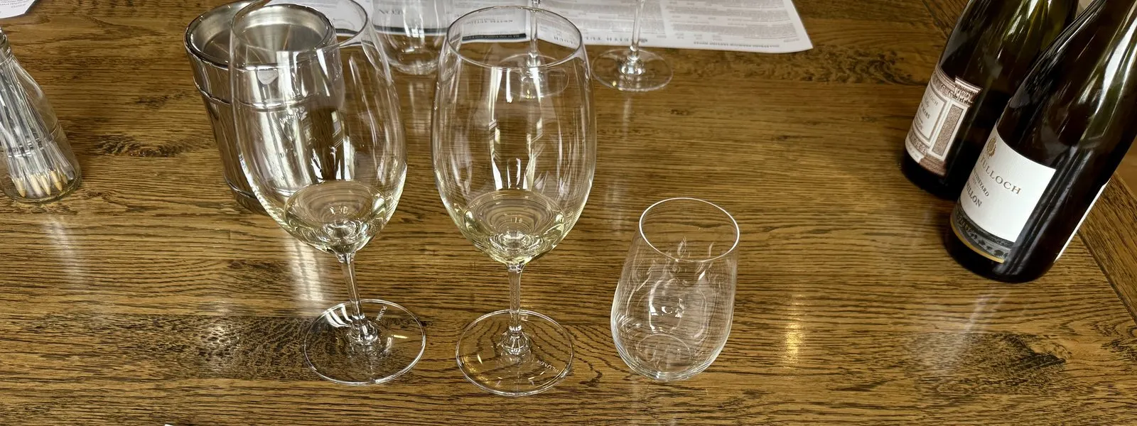 Wine tasting glasses at a Hunter Valley cellar door